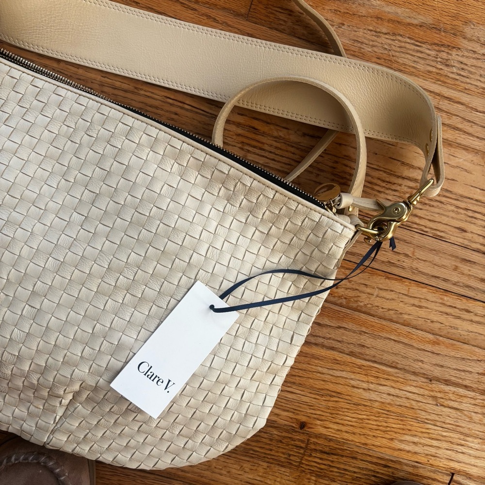 Clare V Cream moyen messager NWT